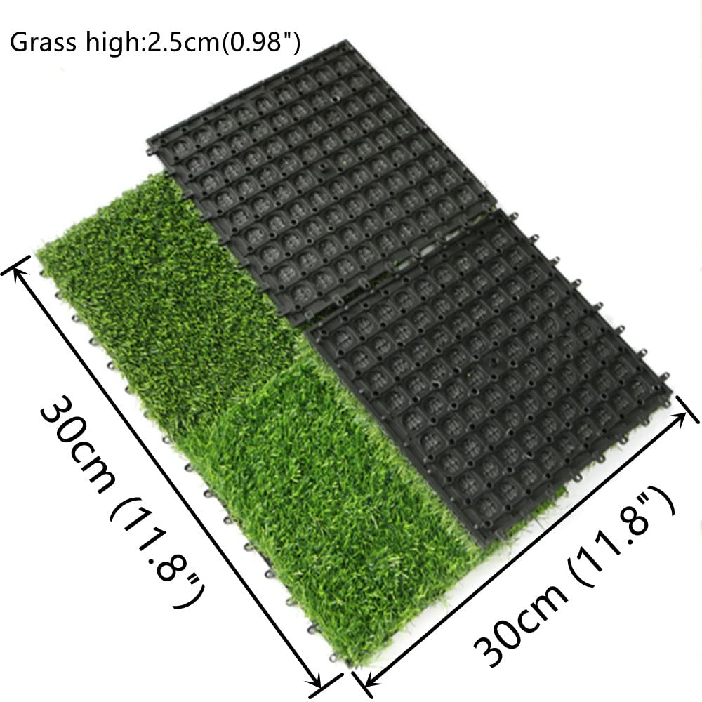 Nisorpa 18 pcs Artificial Grass Tiles, Interlocking Flooring Grass Mat