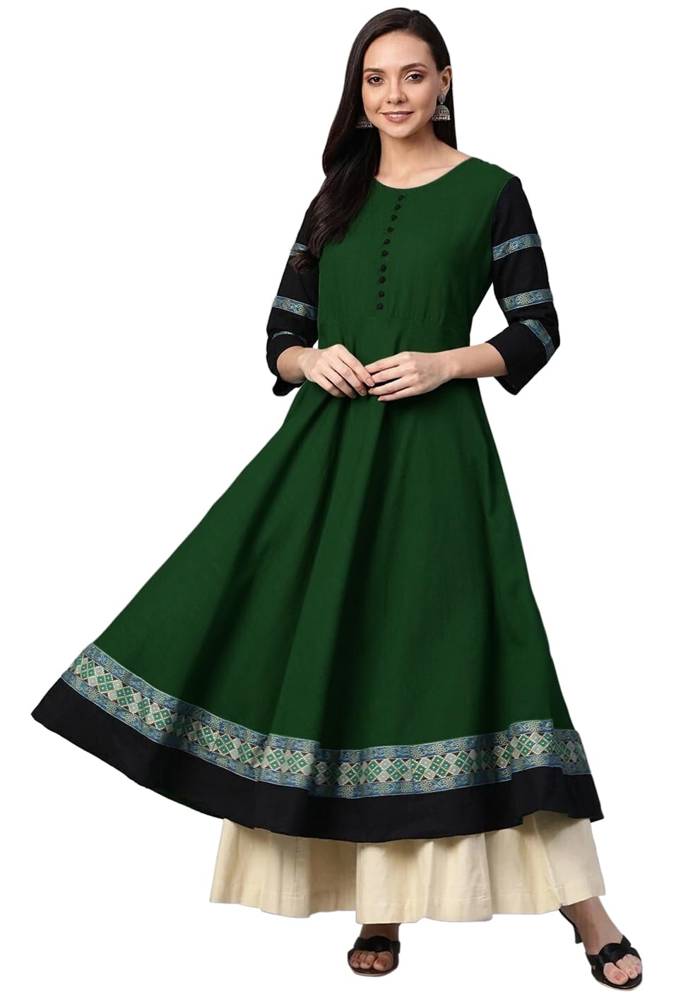 hf holyday fashion Cotton Silk Anarkali Printed Border Long Umbrella Gown Kurta for Women-picture-10