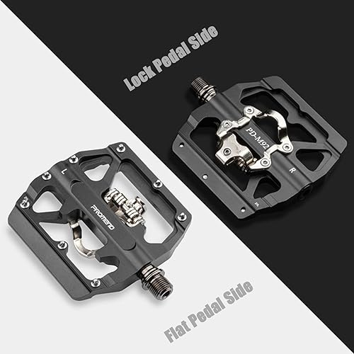 Miniatura 3 de Pedales de bicicleta de montaña Sistema SPD Dual Función CNC Aluminio Bicicletas Ampliar Pedales DU Cojinete Accesorios con tacos para Carretera MTB