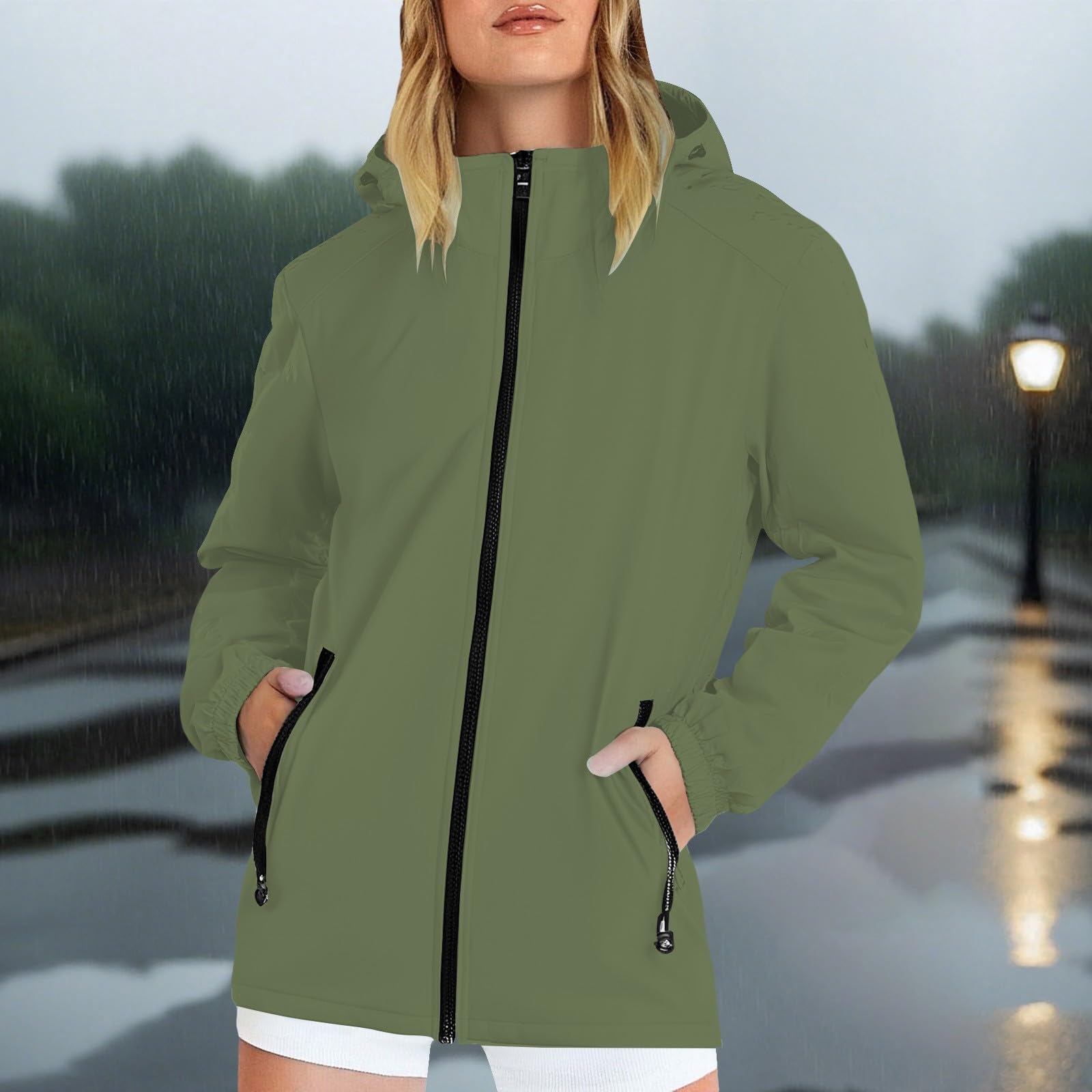 Giacca Da Donna Sottile Con Colletto Rialzato, Soprabito, Viaggio E Campeggio Giacche Invernali Cappuccio Impermeabile Moto Antipioggia Pioggia A Vento Giubbotto Softshell Elegante