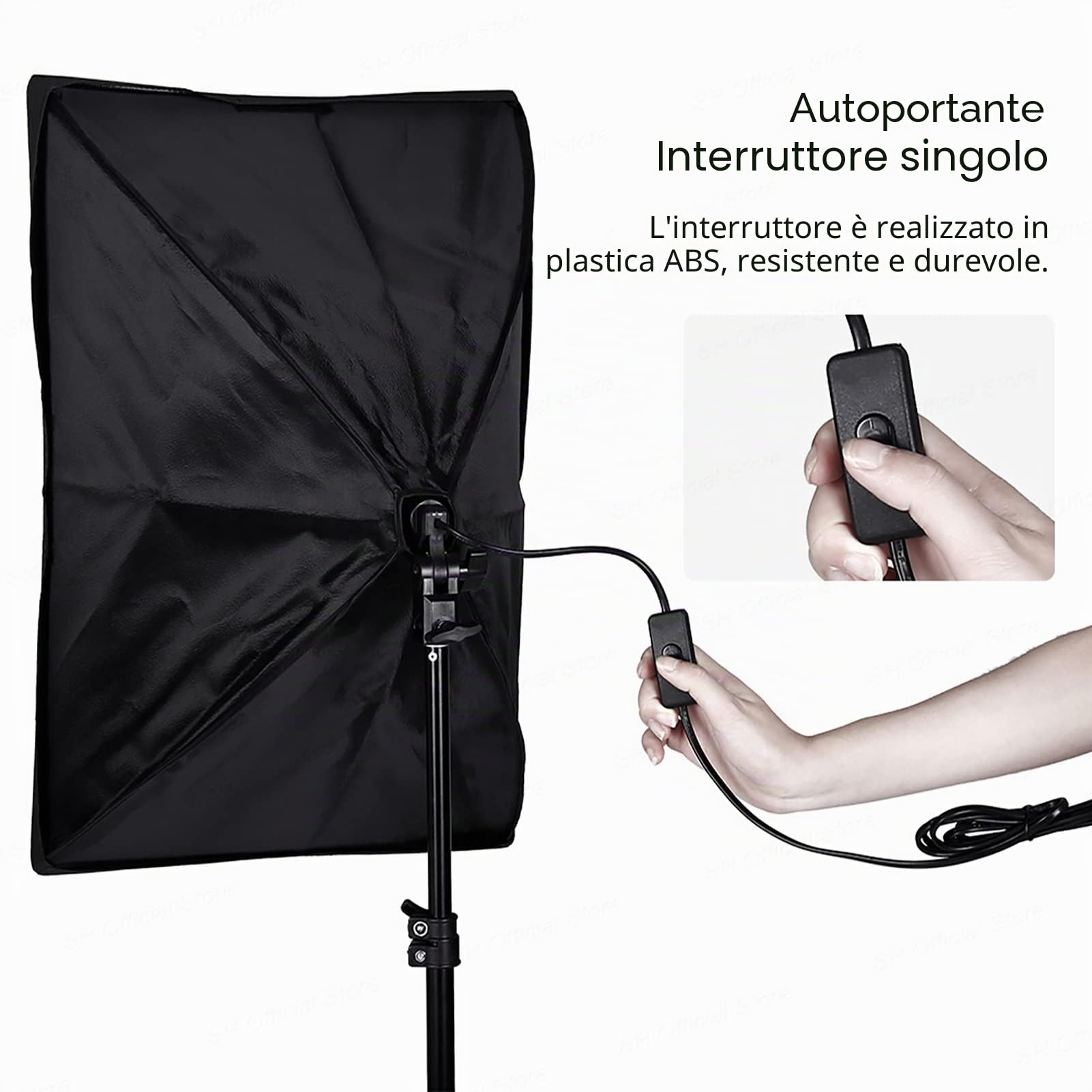 Set Softbox per studio fotografico, Andoer, 3 x 50 x 70 cm, Softbox con 3 lampade fotografiche da 135 W, treppiedi per luce da 2 m, braccio braccio per YouTube, Tiktok, riprese video, ritratti,