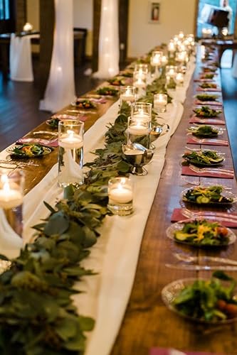 Miniatura 7 de Charoama Caminos de mesa de gasa blanca de 28 x 120 pulgadas para fiesta, boda, despedida de soltera, baby shower, cumpleaños, decoración de eventos