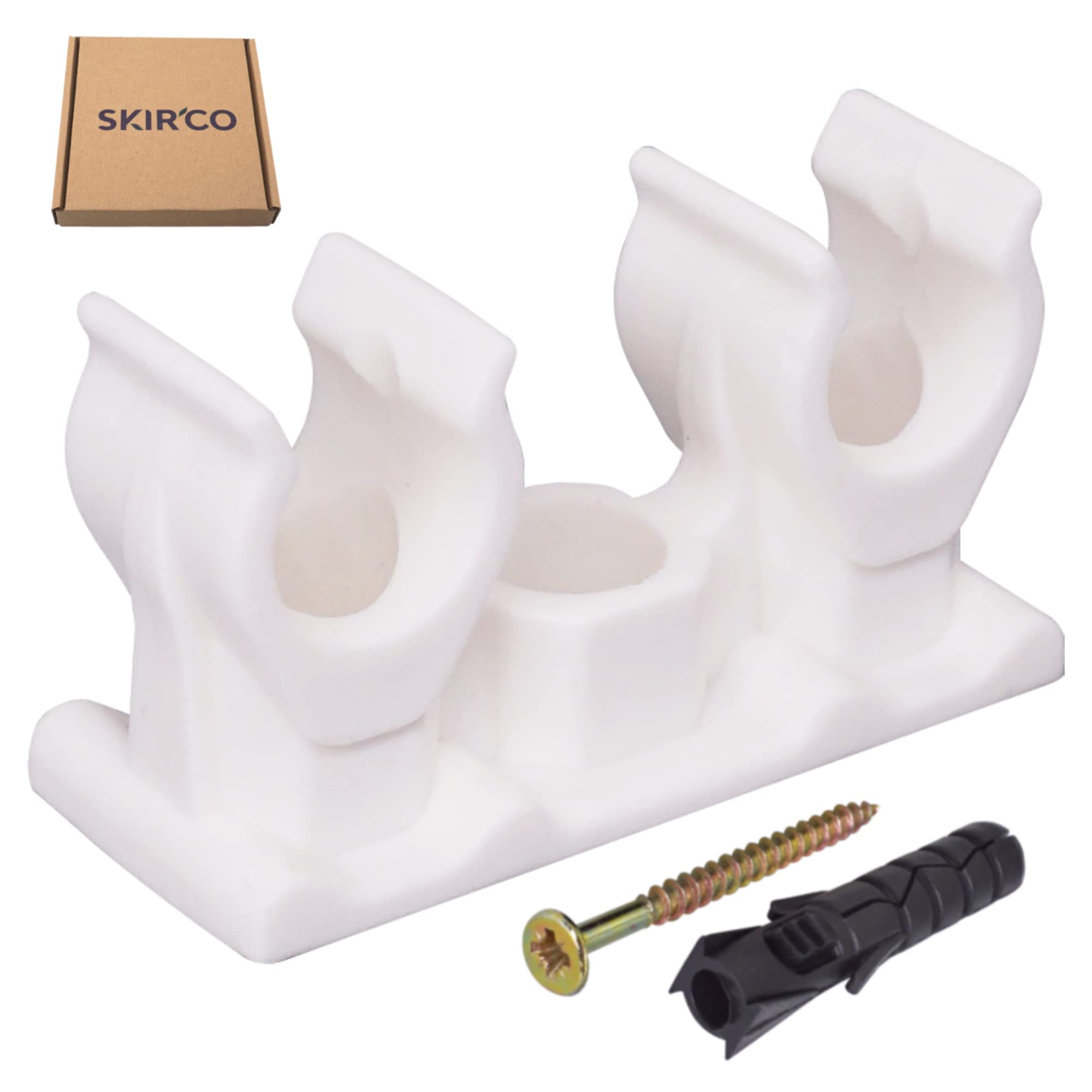 SKIR'CO (10 pcs) Double Pipe Clips, Plastic Clamps for 10 mm Pipes, U Type Pipe Clamp, Tubing White Clips, Hose Hangers - Image 2