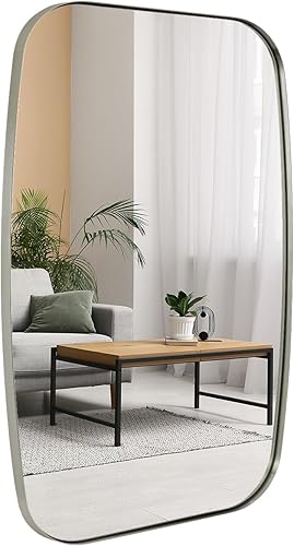 Miniatura 119 de ANDY STAR Espejos ovalados dorados para baño, espejo de pared oblongo, con marco de metal dorado cepillado de 24 x 36 pulgadas, espejo de tocador