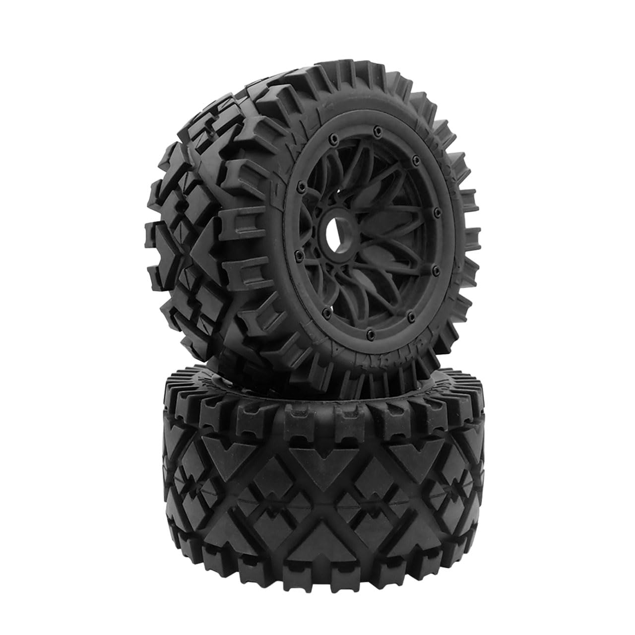 FLMLF All-Terrain Tyre Rear Wheel Tire Assembly 2pcs 170X80mm for 1/5 HPI ROFUN BAHA KM ROVAN BAJA 5B SS Rc Car Parts (Black)