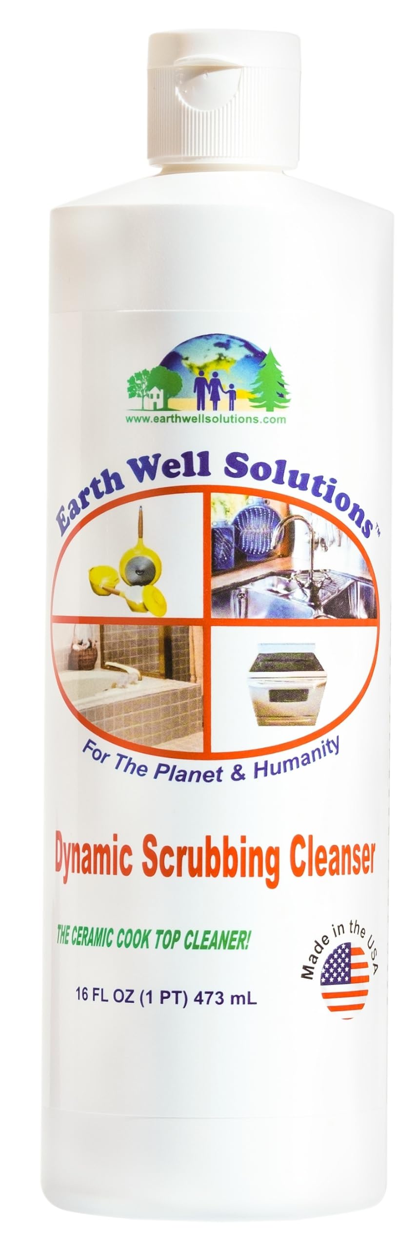 EARTH WELL SOLUTIONS - Dynamic Scrubbing Cleanser - Ceramic and Glass Cooktop Cleaner and Polish