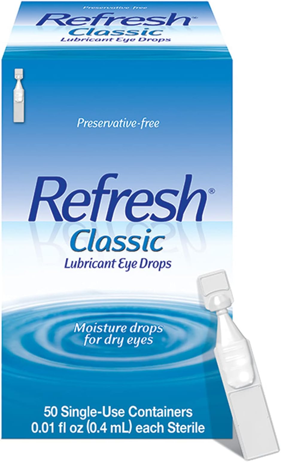 Refresh Classic Lubricant Eye Drops, 50 Single-Use Containers, 0.01 Fl Oz (0.4Ml) Each Sterile