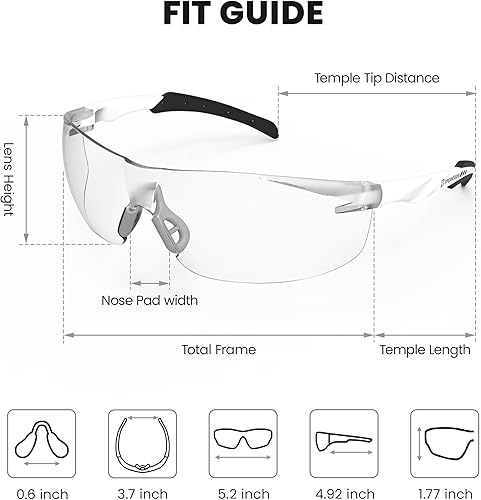 Miniatura 3 de ANSI Z87.1 - Gafas de seguridad mejoradas, antivaho y resistentes a los rayos UV, impactos y arañazos, envolvente transparente para el trabajo,
