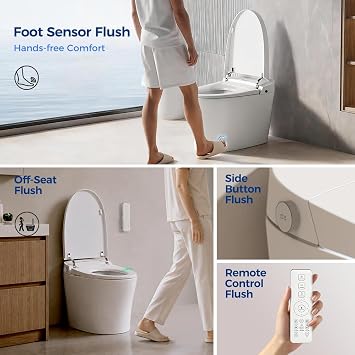 EPLO Smart Toilet,One Piece Bidet with Foam Shield,Auto Flush E16