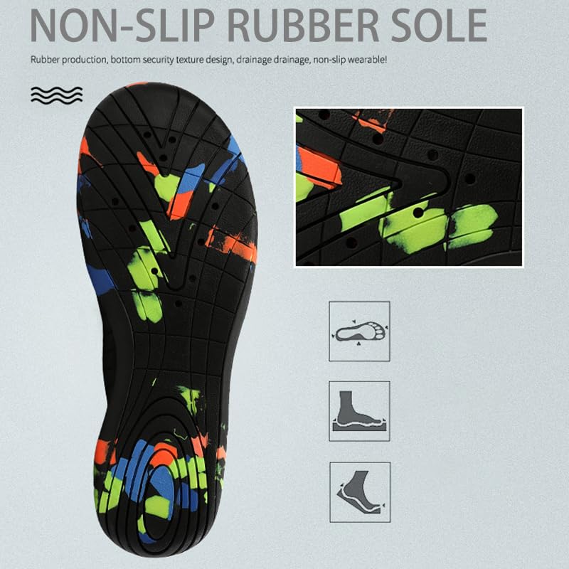 Men Women Water Shoes Barefoot Beach Swim Shoes Quick-Dry for Athletic Hiking River Pool Black4