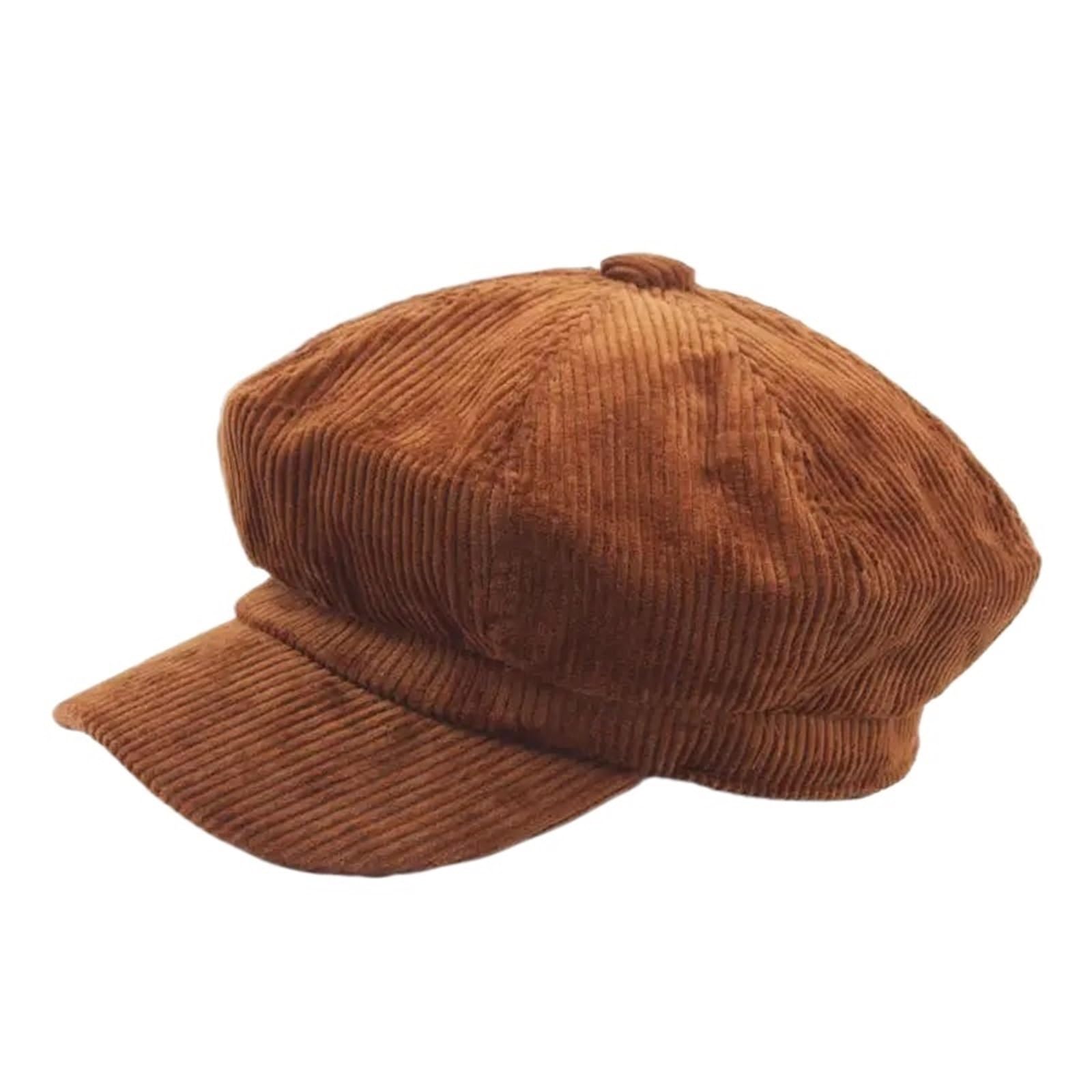 Xiusheua Women's Brown Newsboy Cap Beret Autumn Winter Hats For Octagonal Cap Painter Hat For Driving, Picnics(Brown)