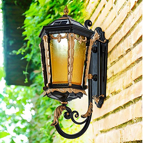 Applique Solaire Extérieure E27 Aluminium et Verre Jaune pour Balcon