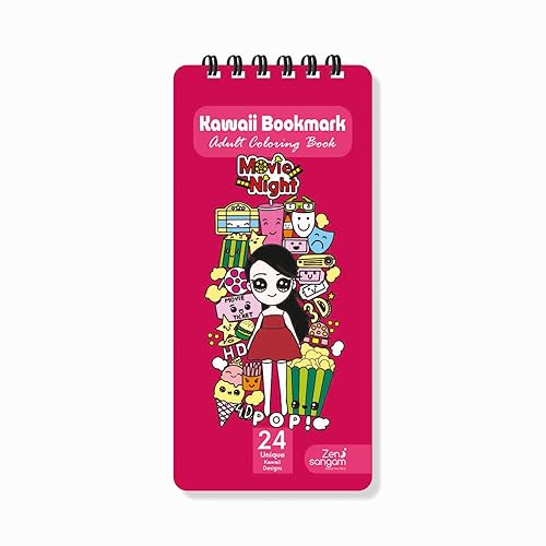 Zen Sangam Kawaii Bookmark Coloring Book for Young Adults and Art Passionates - 24 Unique Kawaii Fashion Designs - Size: 15 x 7.5cm - Handy IPhone size - Cool Gifts - Stress Relief &amp; Mind Relaxation