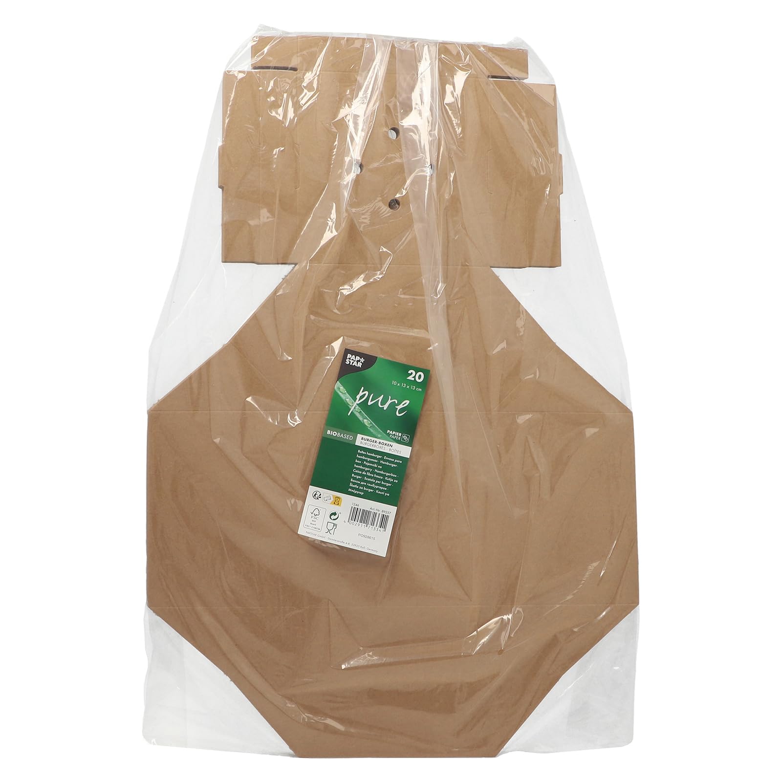 PAPSTAR 200 scatole per hamburger, in cartone puro, 10 cm x 13 cm x 13 cm, pieghevoli, piccole
