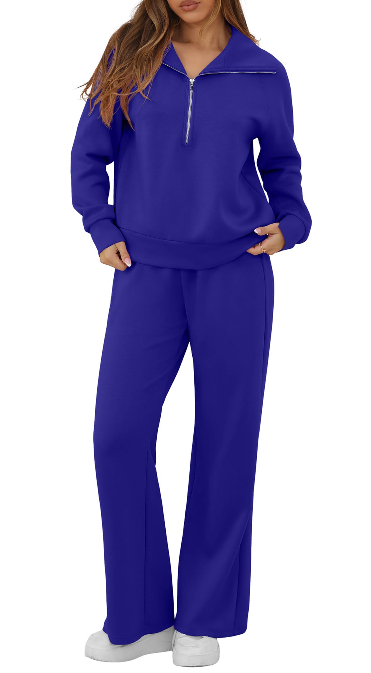 GRECERELLE Conjunto completo de chándal para mujer, conjunto de ropa de descanso para mujer, ropa deportiva de dos piezas, manga larga, media cremallera, casual, tops y pantalones de correr con