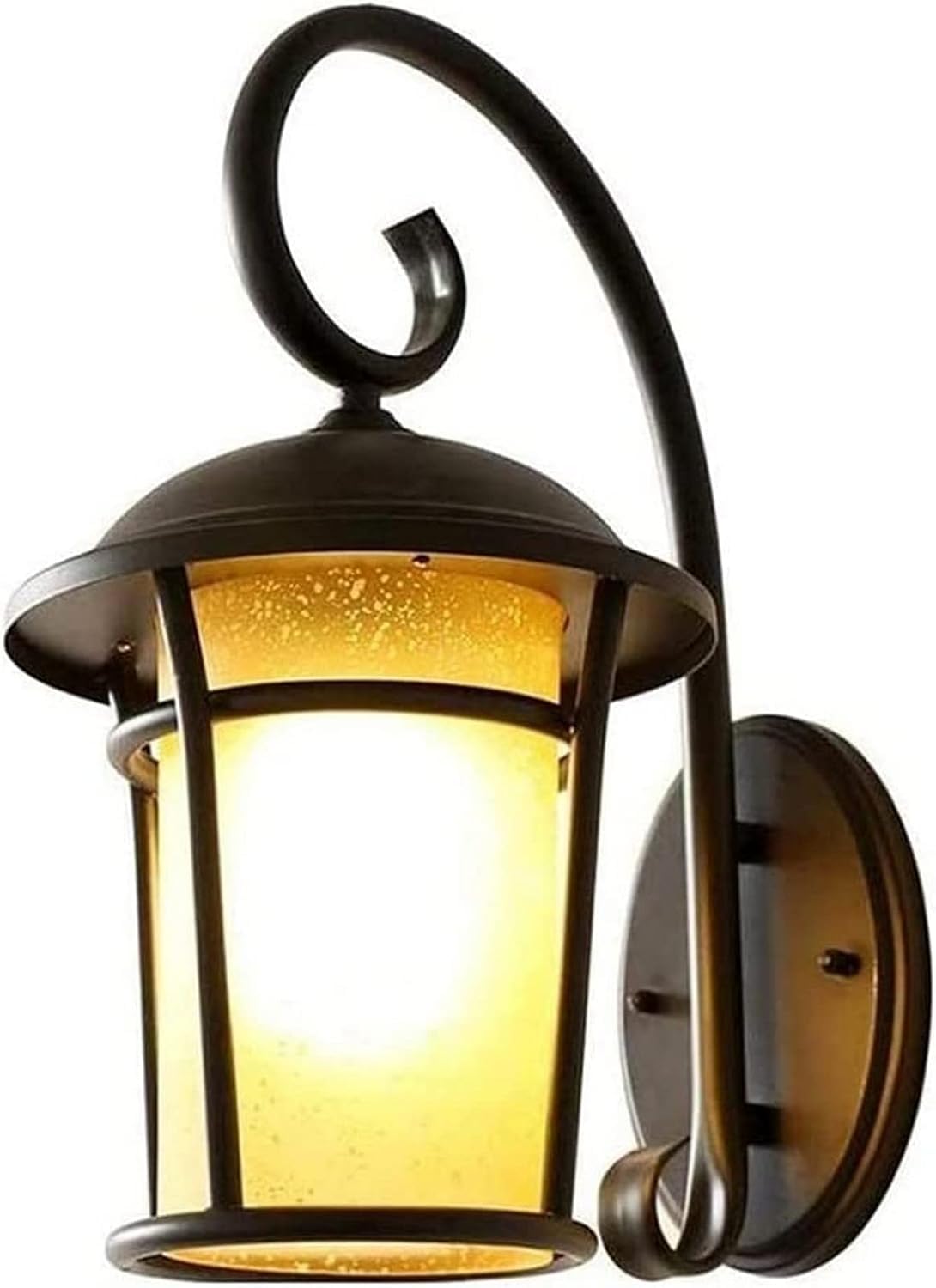 HYJAUSXB Wall Lamps Sconces Sconce Light Garden V-intage Outdoor Waterproof E27 External Mount with Frosted Glass Black Lighting Fixtures