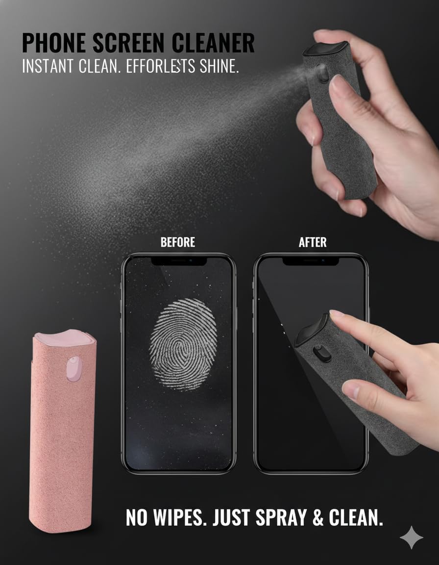 Car Screen Cleaner, Touch Screen Cleaner, Spray and Erase Screen Cleaner for Car Screen, iPad, MacBook and More, Screen Cleaner, Travel Cleaning Kit (2 Pieces) 2
