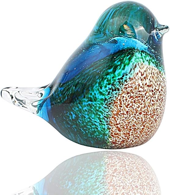 BONAKULA Glass Bird Figurine Handmade Blown Art Sculpture Animal Statue Collectible Desk Decoration Ornaments (1#)