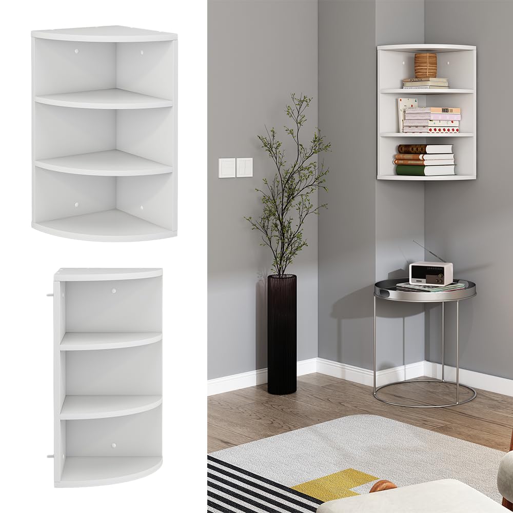 Vicco Eckregal Fabienne, Weiß, 30 x 60 cm 3 Fächern, zur Wandmontage geeignet für Variable Raumgestaltung