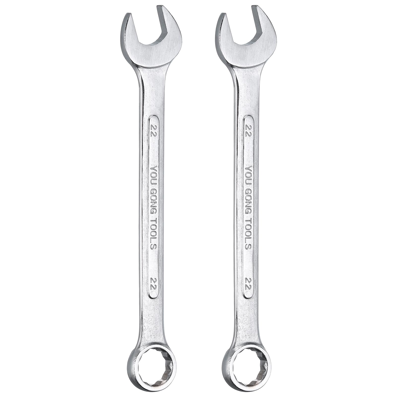 sourcing map 2Pcs Metric Combination Wrench 22mm Open End & 15-Degree Offset 12-Point Box End Double Ended Wrenches Spanners Tools for Household Automotive Machinery DIY Repair