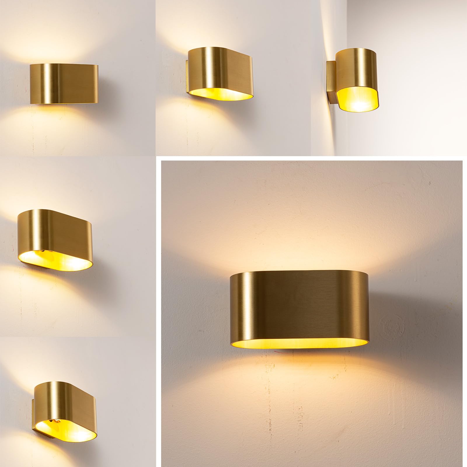 Alpinaluz Applique da Parete Up & Down con Attacco G9, Design Curvato in Metallo, Lampada Decorativa da Interno per Corridoio, Soggiorno e Camera da Letto, IP20 (Oro satinato)