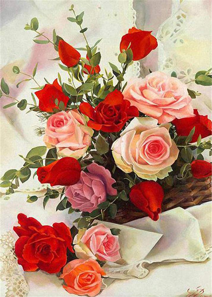 Tela 30x40 Cm Kit Per Pittura A Mosaico 5D Per Adulti E Bambini, Awesocrafts Natale Babbo Natale E Alce Full Drill Fai Da Te Diamond Art Crystal Strass Pittura A Punto Croce