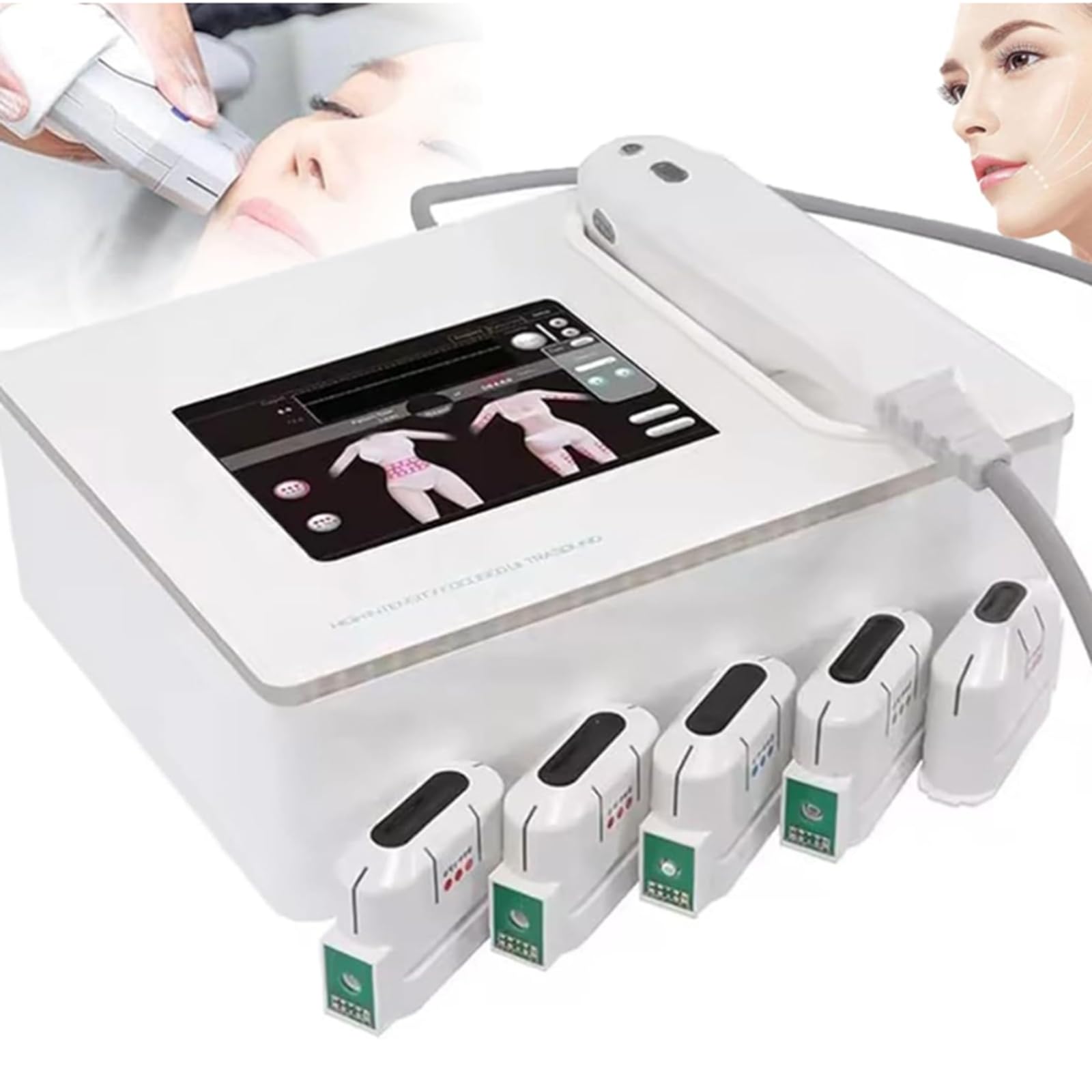 Fengssll 5Heads Hifu Skin Tightening Machine Hifu With 3 And 5 Cartridges Intensity-Oriented Ultrasound Hifu Facial Anti-Aging Treatment For Face And Body
