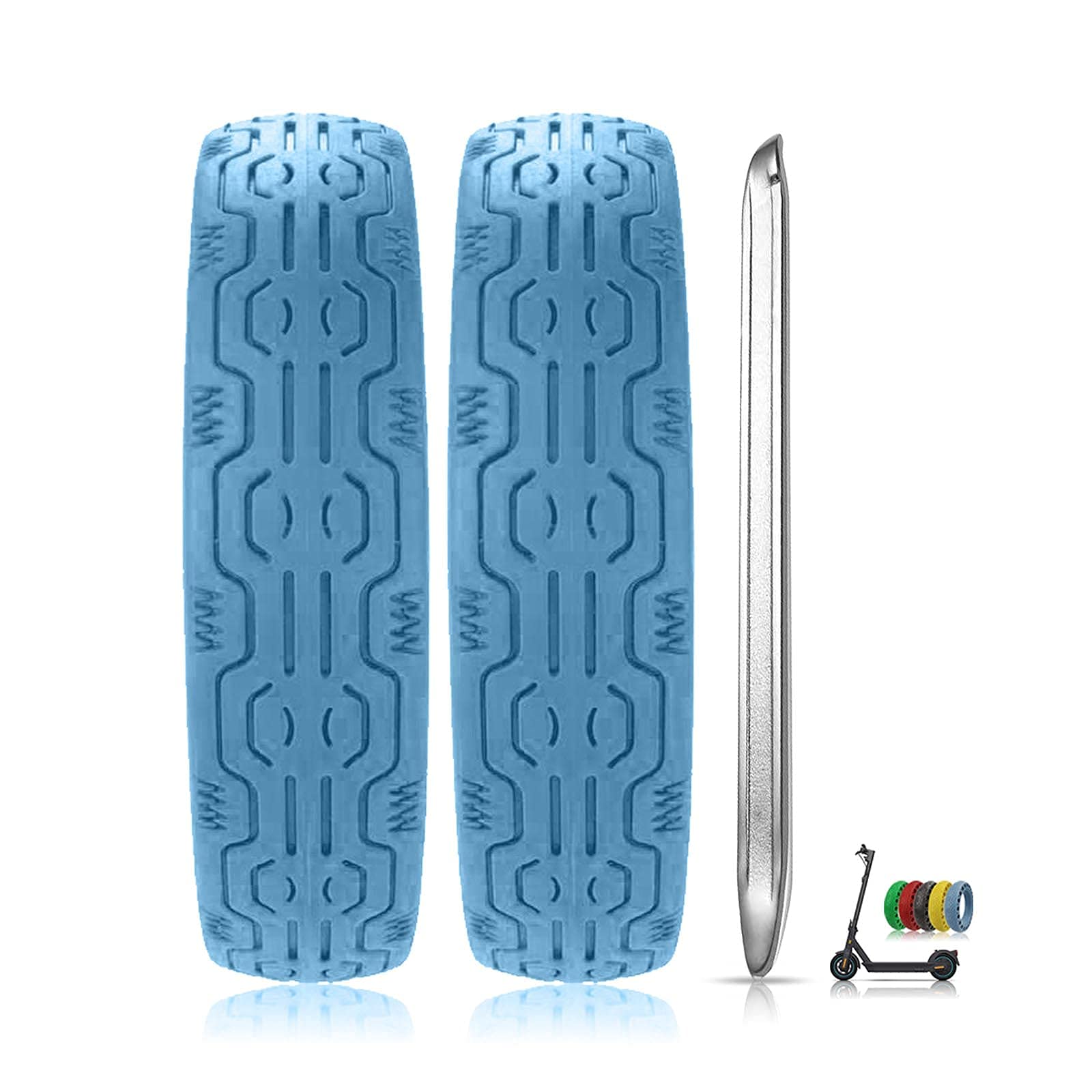 Pneu Solide - Tubes Solides à Trou en Nid d'abeille Pneus de Rechange 2 PCS avec 1 Démonte-Pneu pour Scooter électrique - Antidérapant Durable - Plusieurs Couleurs
