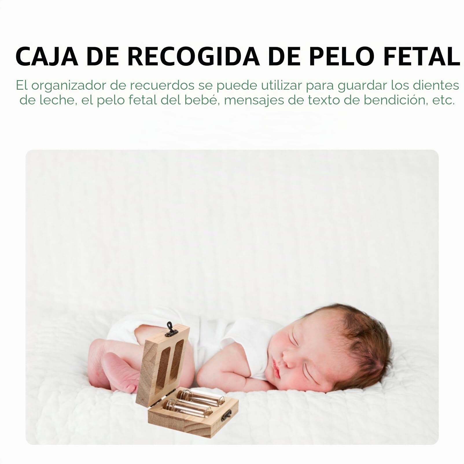Healvian Caja de Recuerdo de Cordón Umbilical Botella de Almacenamiento de Cordón Umbilical Caja de Recolección de Cabello Fetal Caja de Almacenamiento de Recuerdo con 2 Botellas