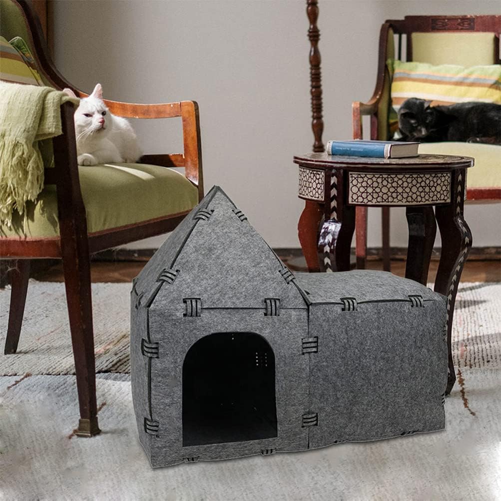 balacoo Felt Cat Tunnel House Creative Pet Plaything Indoor Cat Housing Compact Design Bright Colors for Enrichment Exercise Felt Material Relax