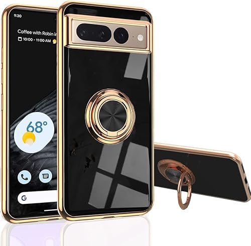 Funda para Pixel 7 Pro con soporte de 360 Tecnología de galvanoplastia Soporte magnético para coche, cubierta de protección delgada compatible con