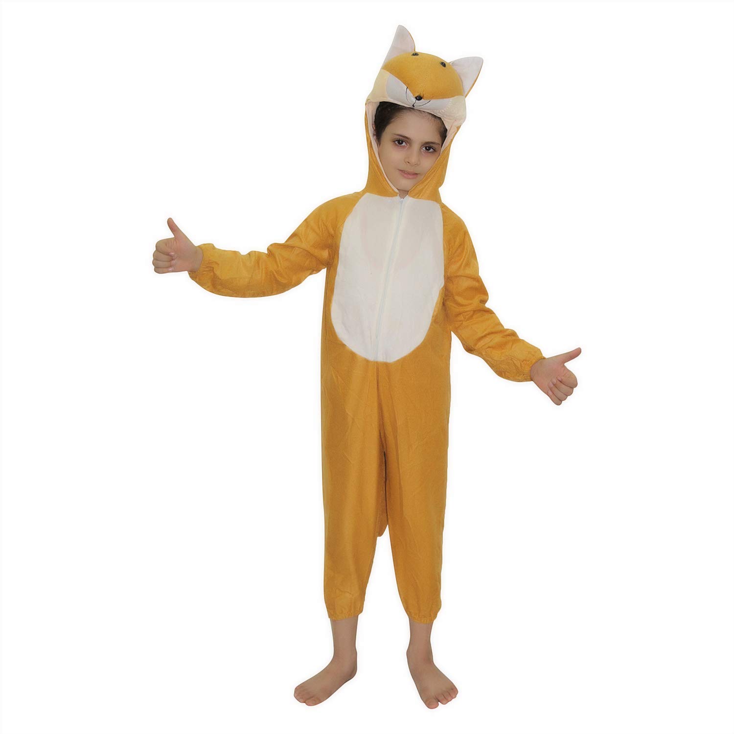 Kaku Fancy Dresses Fleece Fox Wild Animal Costume For Kids - Brown, 3-4 Years | Animal Fancy Dress For Boys & Girls