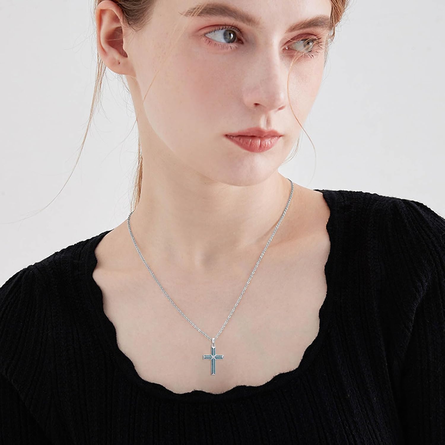 YYB Cross Necklace Sterling Silver Infinity Faith Jewelry Christian Religious Gift for Her