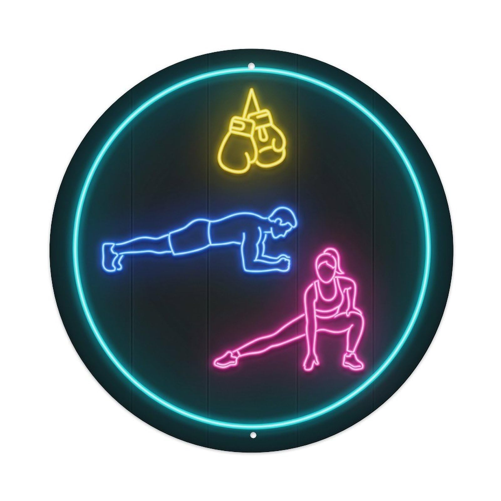 Vintage Faux Neon Gym Retro Bodybuilding Fitness Intense Metal Tin Sign