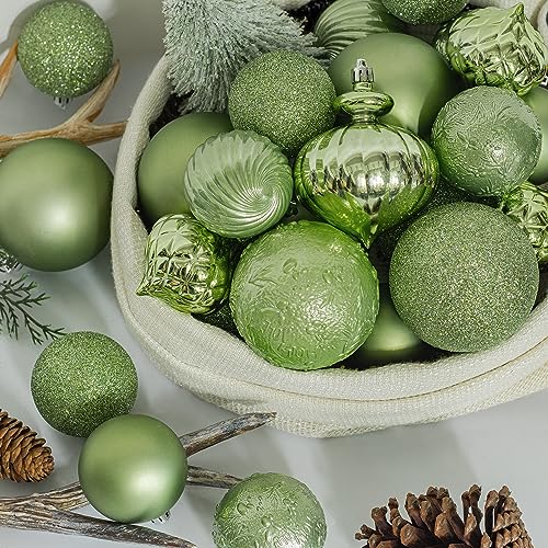 KI Store Light Green Christmas Balls 20pcs 3.15-Inch Christmas Tree Decoration Ornaments for Xmas Tree Holiday Wreath Garland Decor Ornaments Hooks Included