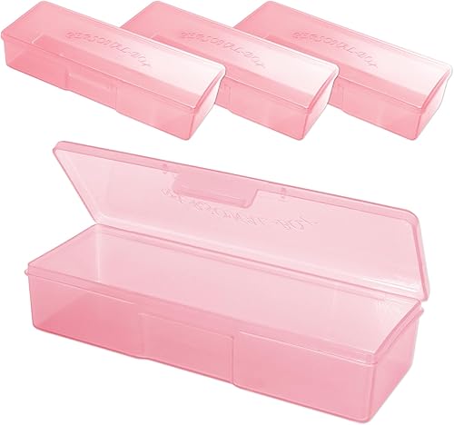 Beauticom Caja personal de almacenamiento para manicurista profesional uñas pedicura (tamaño grande) (4 piezas, rosa)