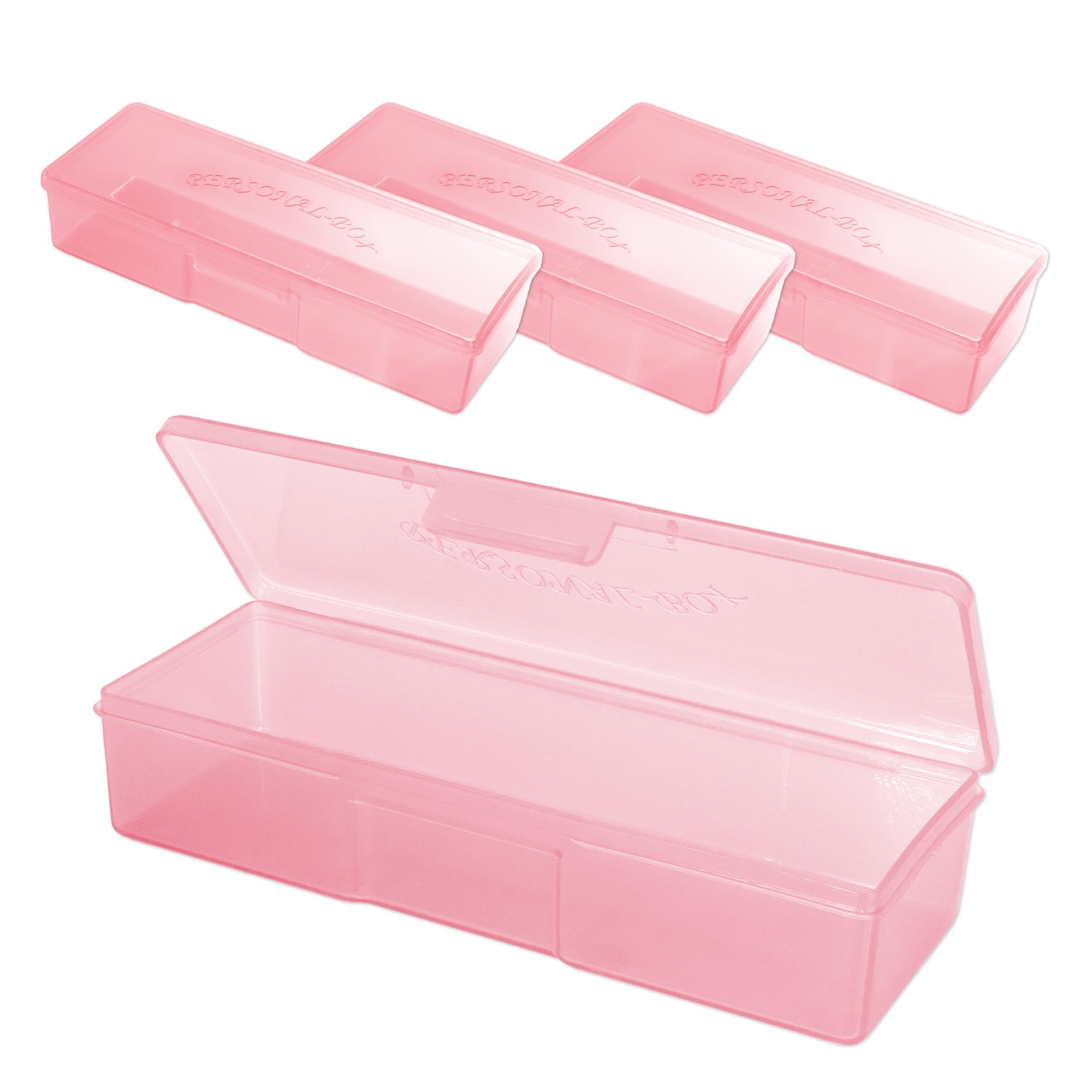 Beauticom Personal Box Storage Case for Professional Manicurist Nails Pedicure (Large Size) (4 Pieces, PINK)