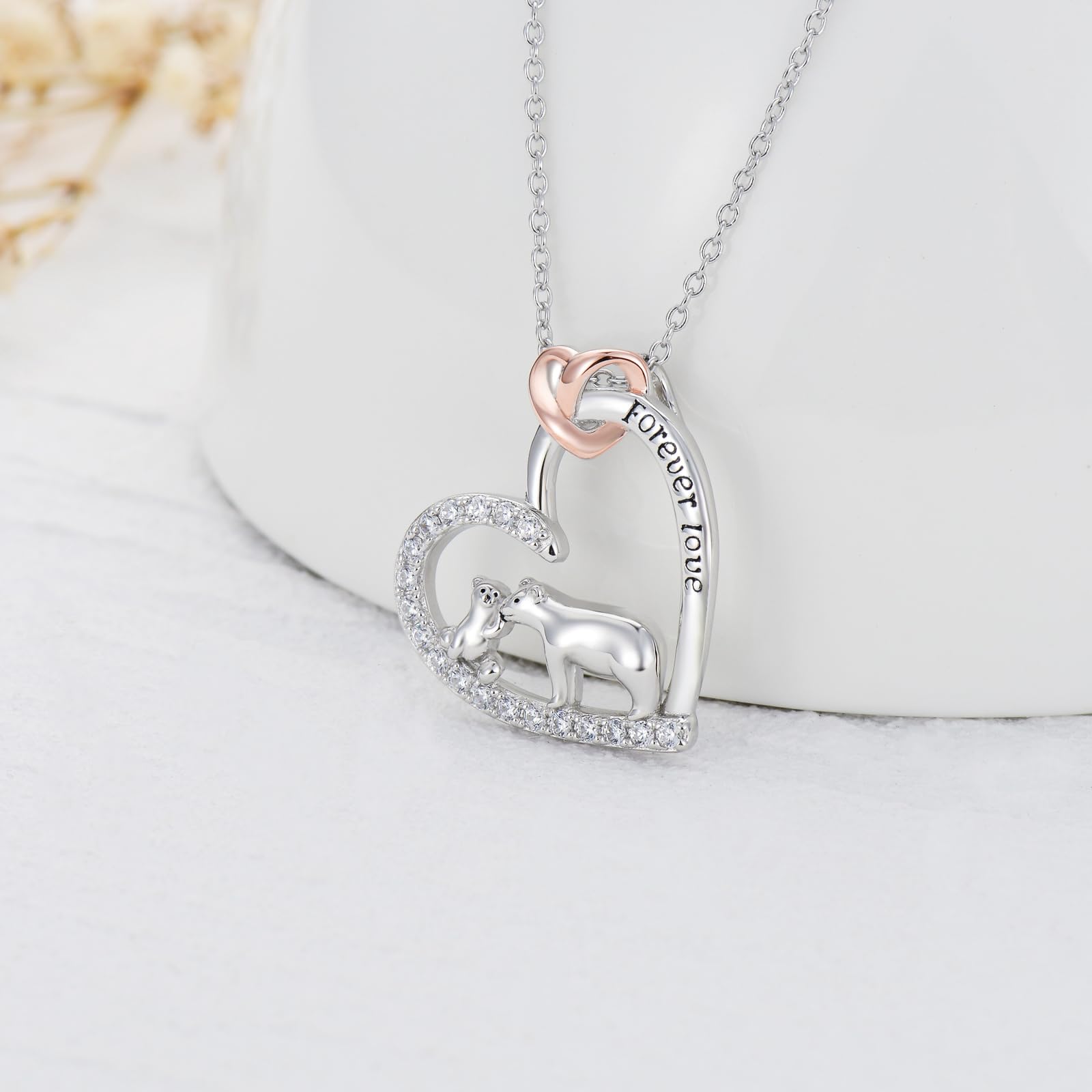 Seiyang Collar de plata de ley 925 con diseño de elefante/oso/dinosaurio para el día de la madre, regalo para el día de la madre, hija, hijo, joyería para mamá y mujer