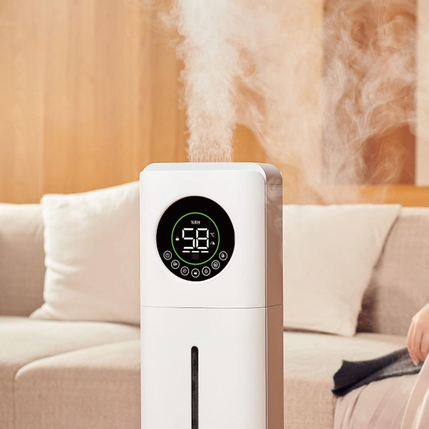 Mist Humidifier for Bedroom 9L with Whisper-Quiet Operation Output Adjustable Automatic Shut-Off Filterless Humidifier for Home Office and Baby Bedroom