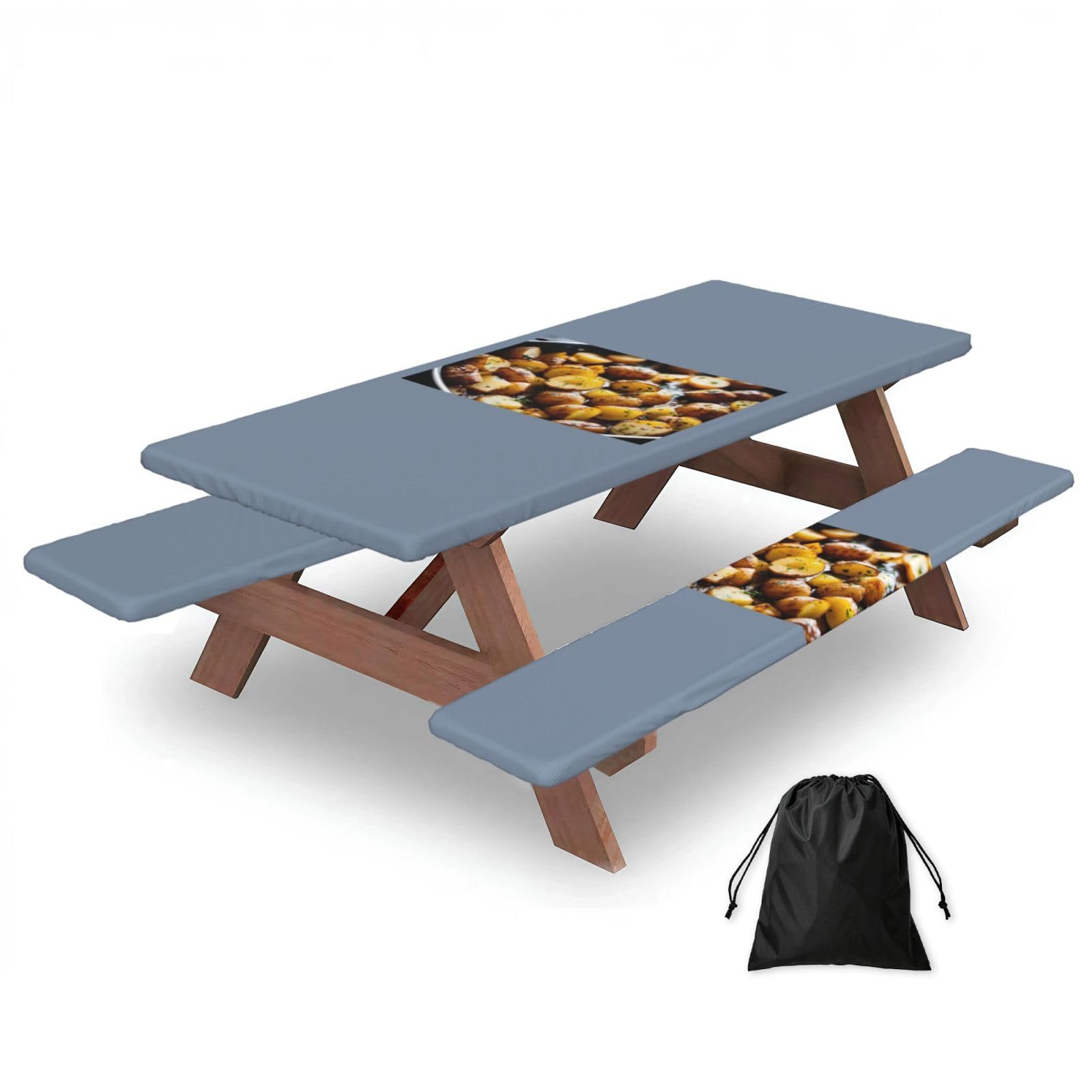 PPHGUT Garden Potatoes Print Picnic Table Bench Cover Set Outdoor Garden Bbq Protector For Family Camping