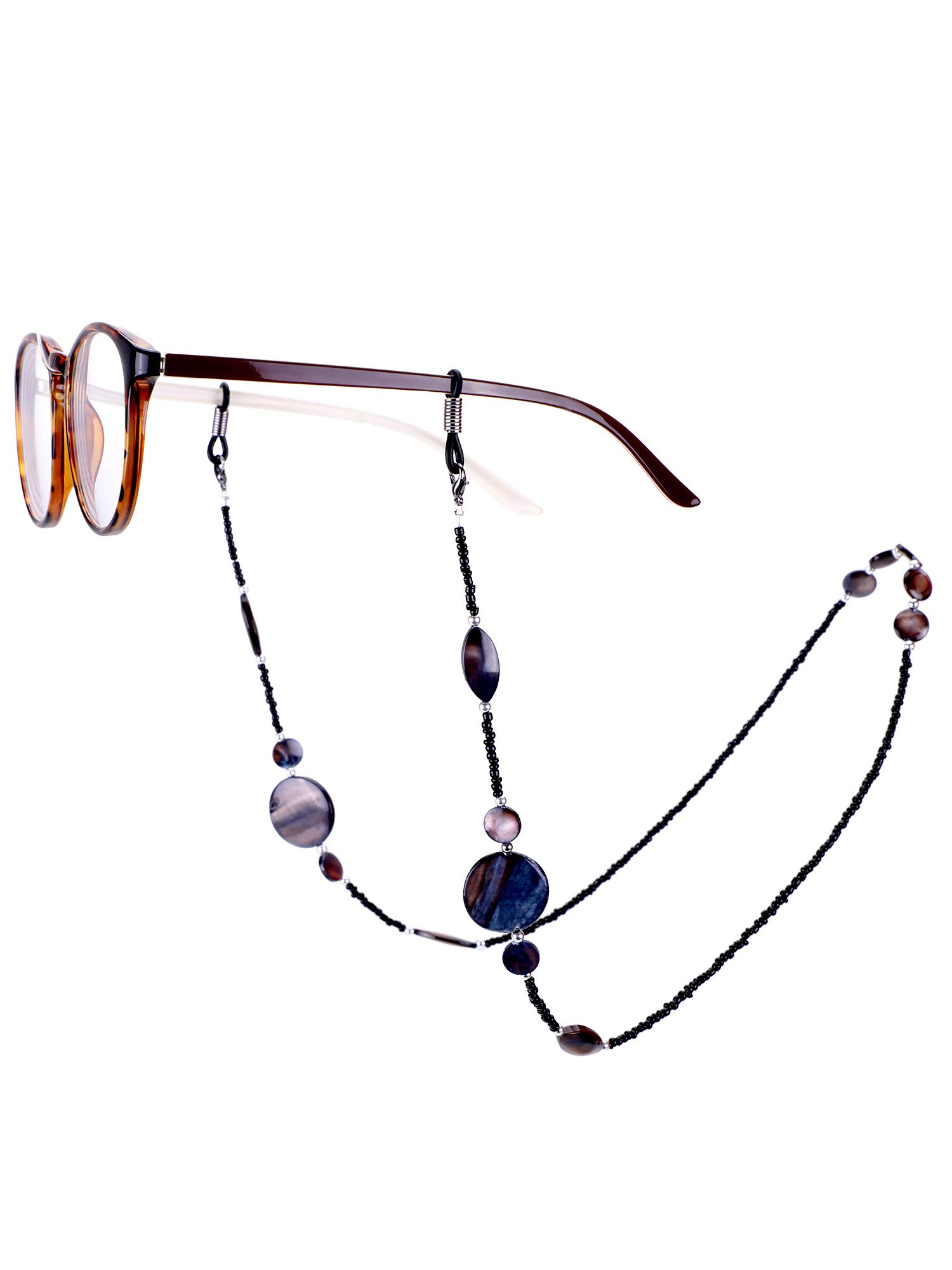 Image secondaire de Chaîne de Lunettes Perlée Antidérapante Hicarer - 2 Pièces en Noir