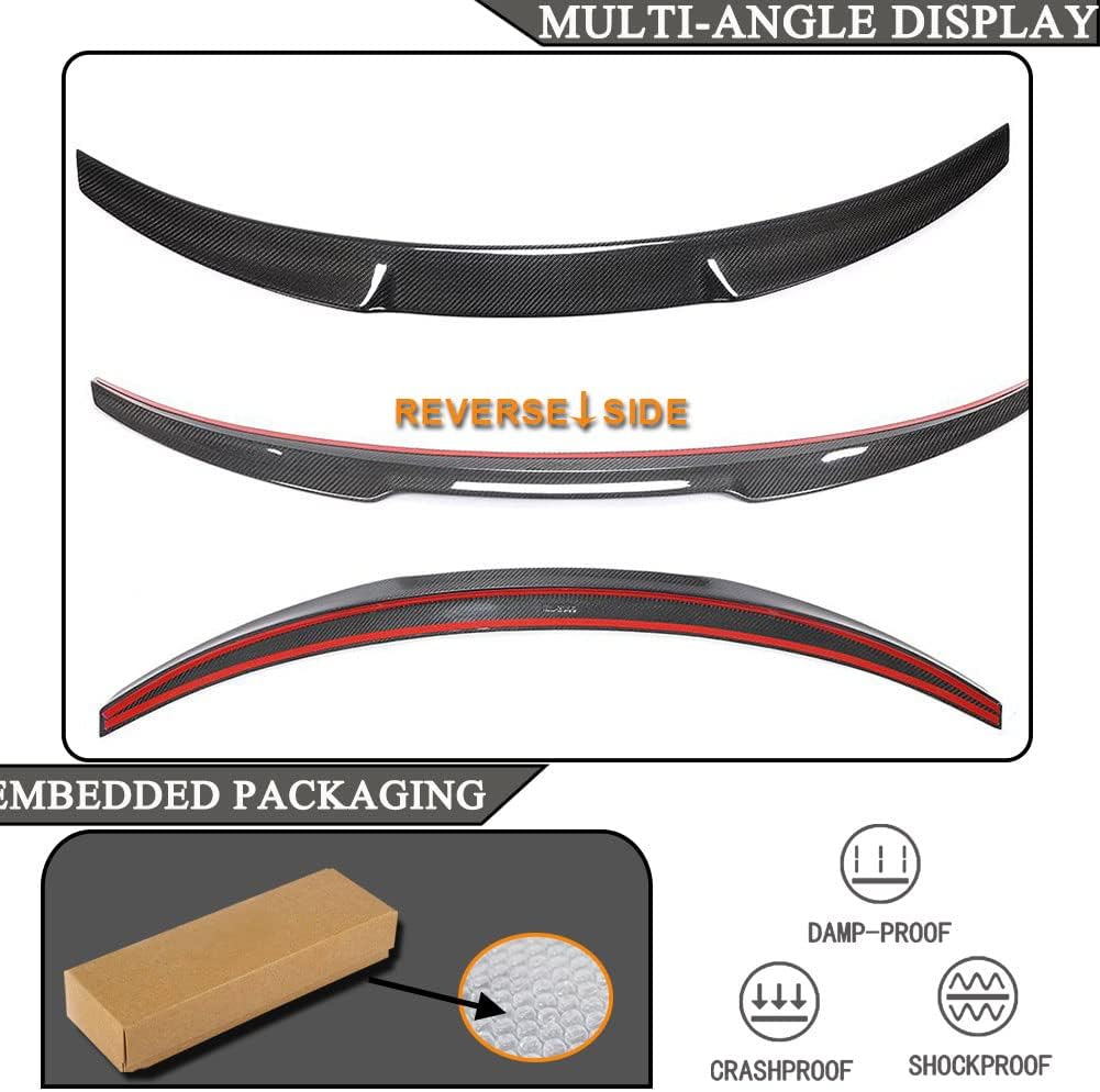 MCARCAR KIT Carbon Fiber Trunk Spoiler for Mercedes Benz A Class W177 V177 Sedan 2019-2020 A160 A180 A200 A220 A250 A35 AMG Car Rear Boot Lid Highkick Spoiler Wing Lip (Style A)