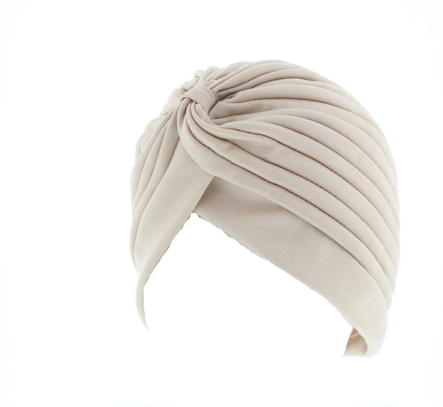 Topkids Accessories Women's Beige Satin Hair Turban Head Wrap Sleep Cap Bonnet Hair Scarf Hairwrap Turbans Stretchy Elastic Hair Towel Chemo Hat Fashion Turbans Kids Children (Beige)