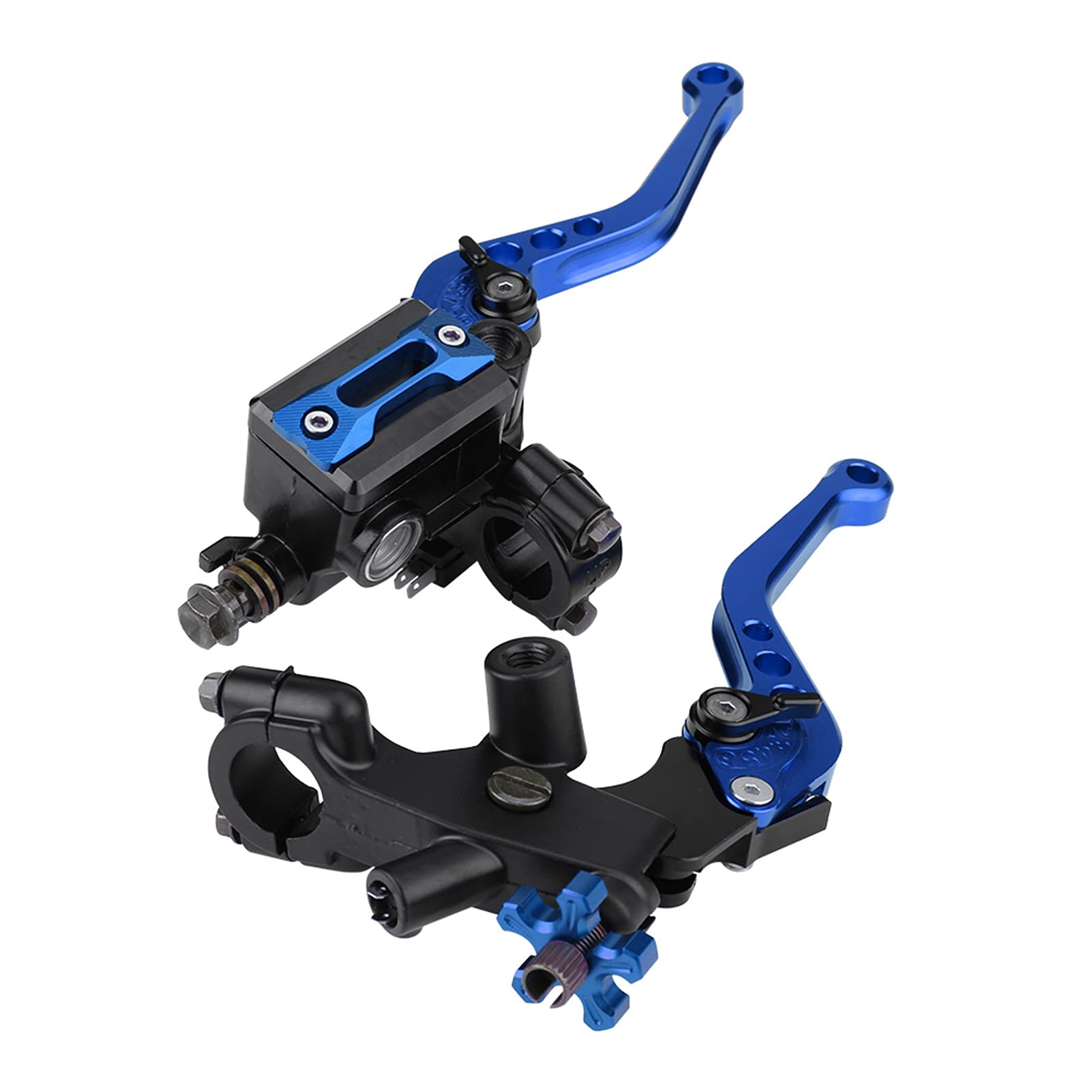Qiilu Manetas Regulables Moto, 1 par 7/8 "(22 mm) Palancas de depósito del cilindro maestro del embrague del freno de la motocicleta universal(Azul)