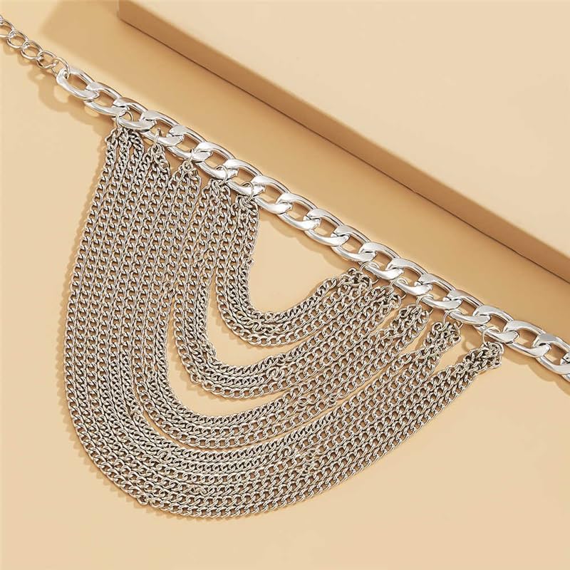 Tobilleras para mujer con borlas en las piernas y cadena decorativa de eslabones finos 5