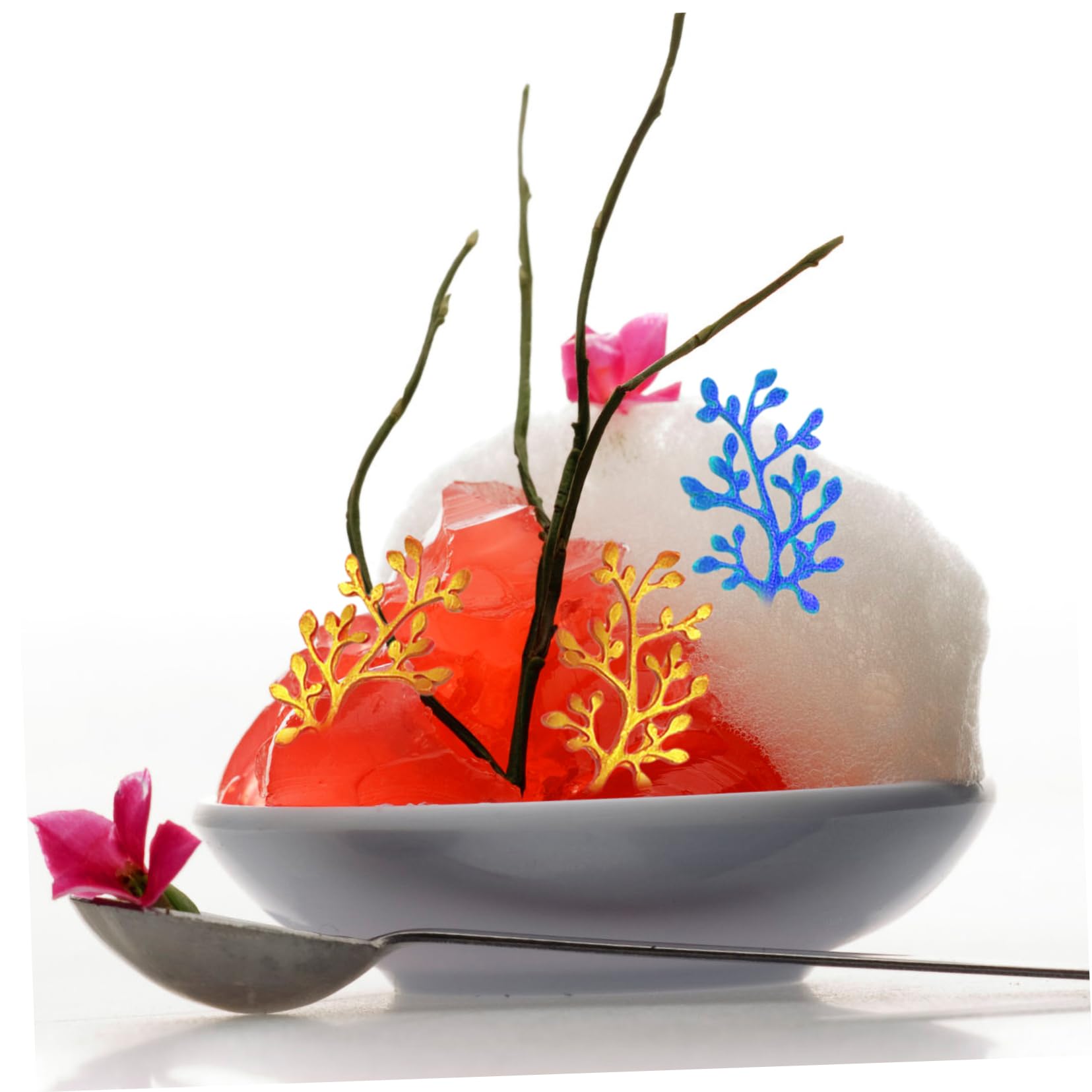 Mikinona Lot de 5 Moules à Fondant en Silicone, Forme Feuille Délicate, Souple et Antiadhésif, pour Pâtisserie Cuisine Occidentale