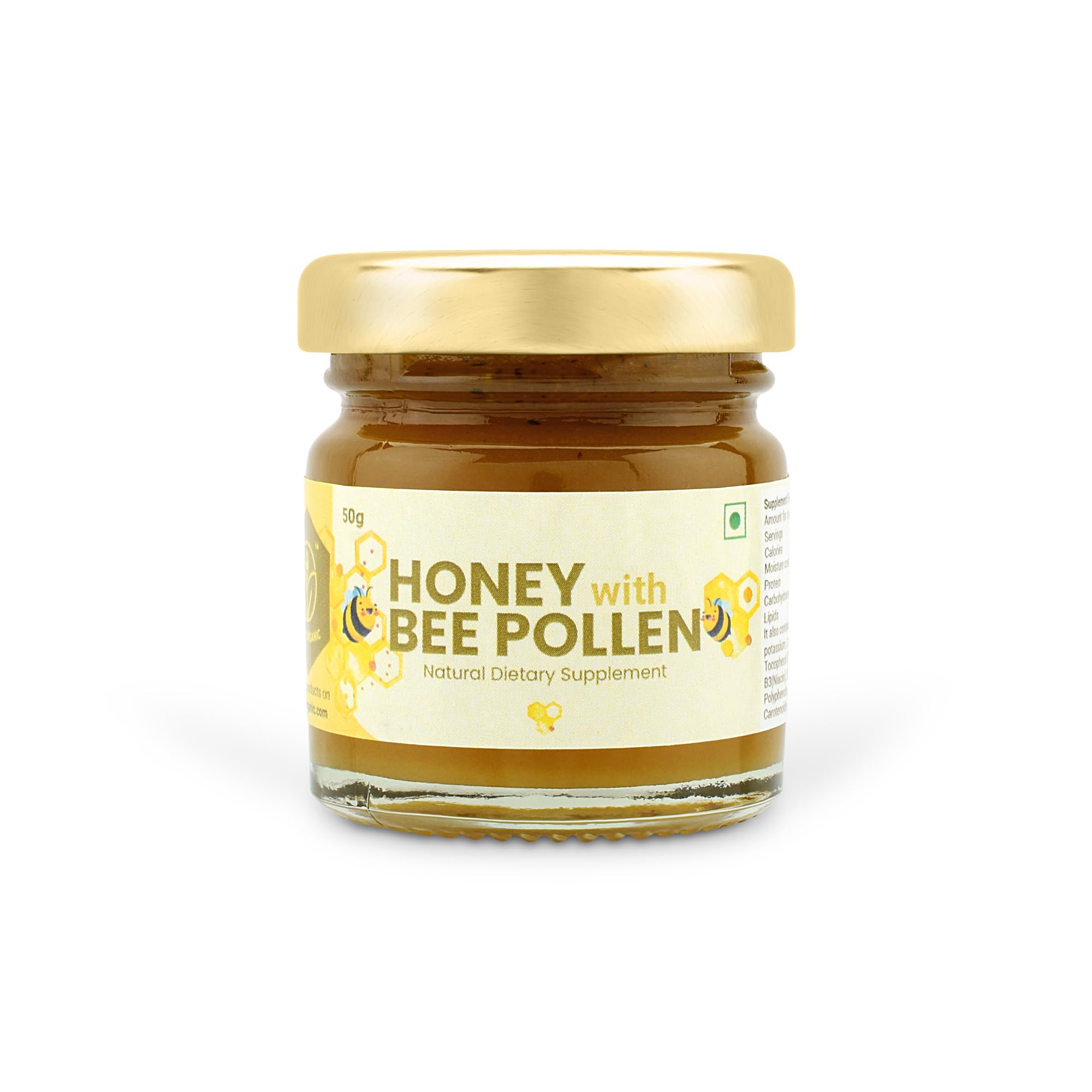 Shiva Organic Honey with Bee Pollen: A Natural Symphony of Nourishment and Flavor (50 g)