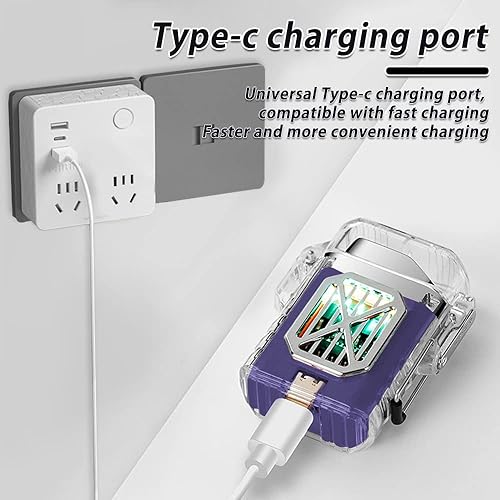 Miniatura 4 de TIKIUKI Encendedor táctico a prueba de viento, encendedor eléctrico de doble arco para exteriores, recargable, sin llama, encendedor de plasma para