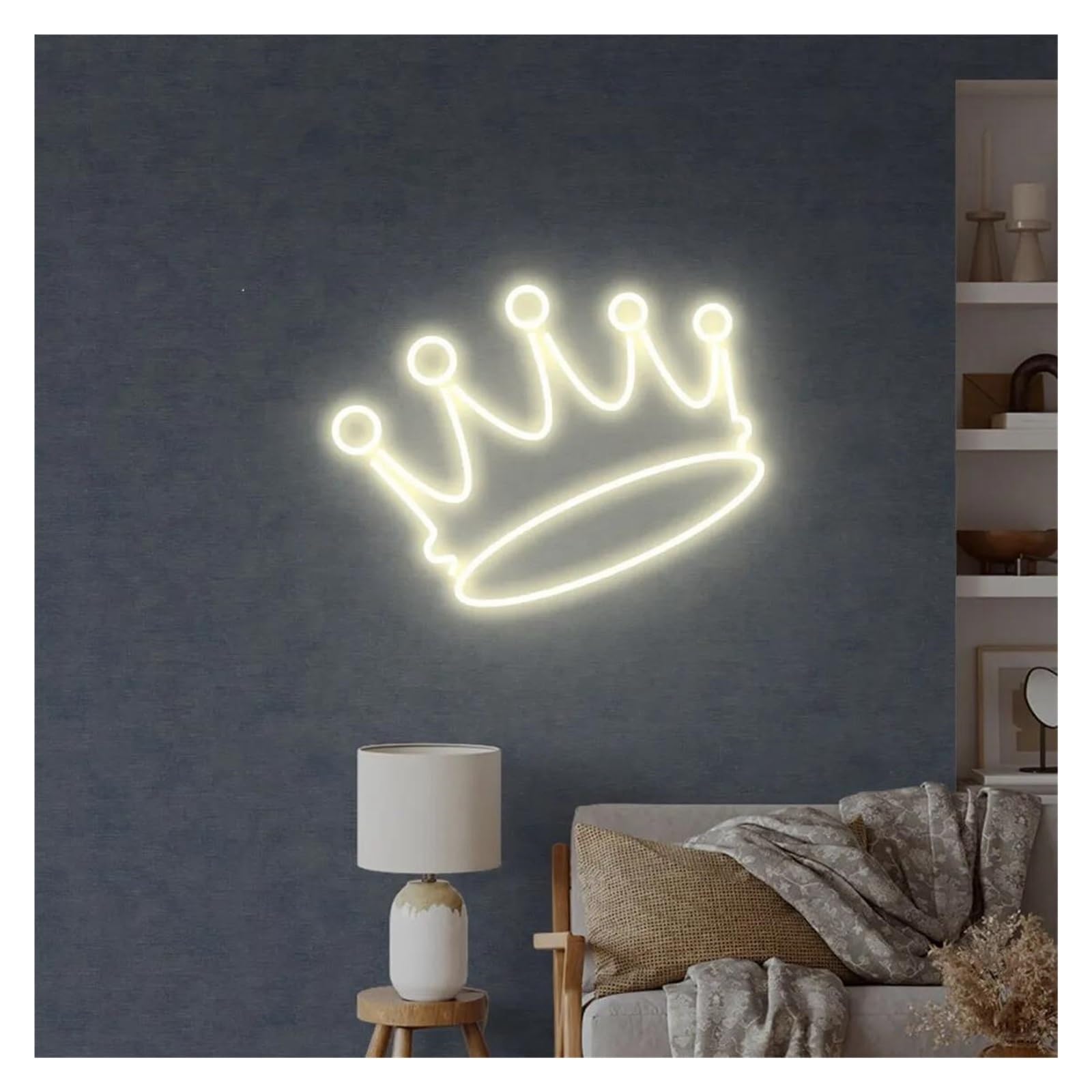 LEMST Signs Lamp Crown Neon Signs USB Powered, Adjustable Brightness Neon Lights Crown Suitable for Bistro Party Decor Commercial Light(F,30cmx40cm)