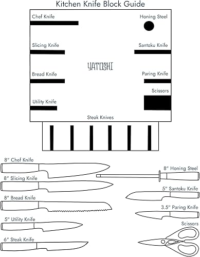Miniatura 9 de Yatoshi - Juego de 15 cuchillos de acero inoxidable de alto carbono ultra afilado con mango ergonómico